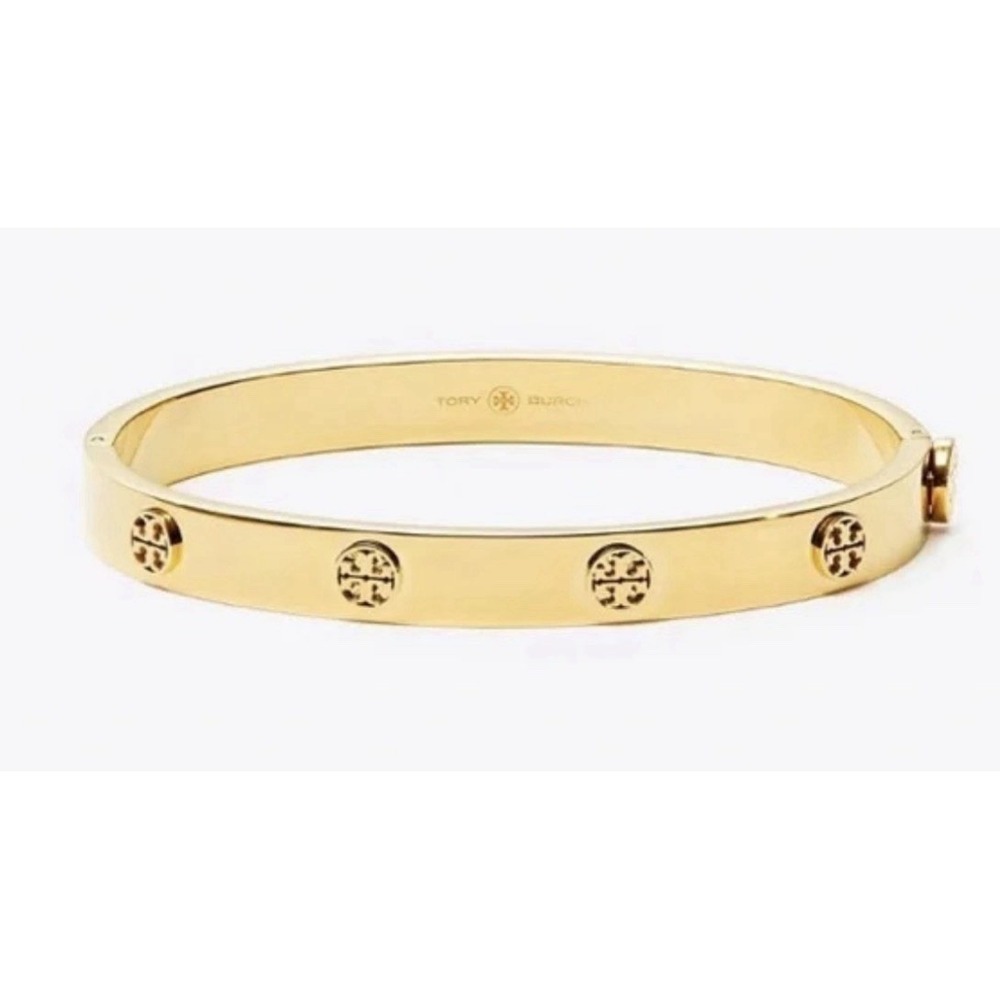 Tory Burch Icon Hinge Bracelet In gold-tone Stainless Steel Sz-M